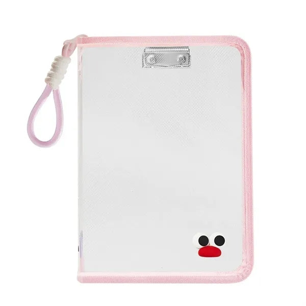 Transparent Zipper Book Organizer with Clip and Lanyard