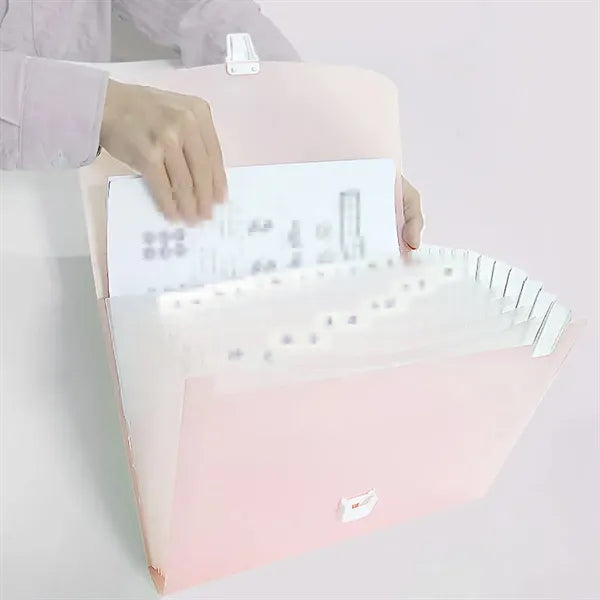 13-Pocket Portable Accordion File Folder with Snap-Closure
