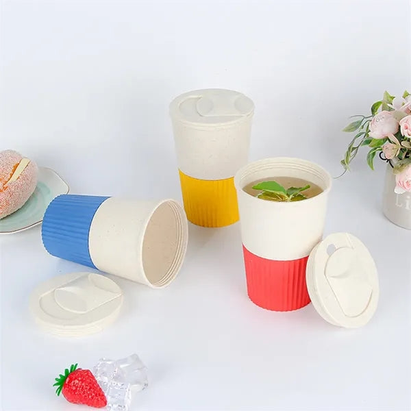 12oz Leakproof Insulated Wheat Straw Travel Mug Cup