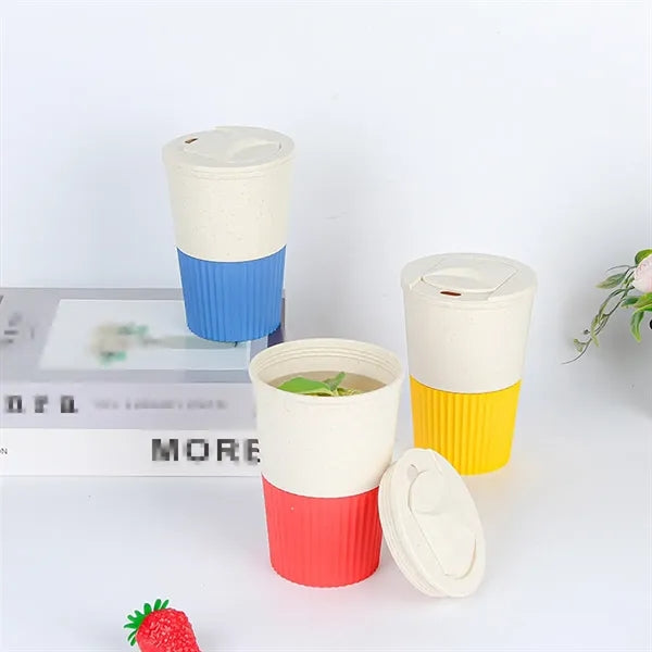 12oz Leakproof Insulated Wheat Straw Travel Mug Cup