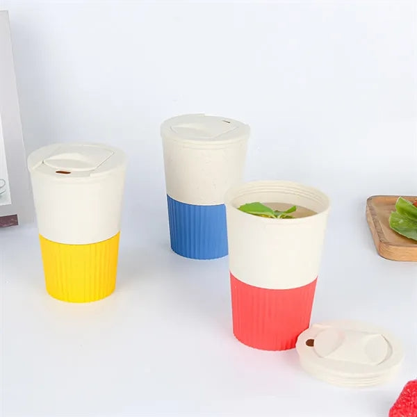 12oz Leakproof Insulated Wheat Straw Travel Mug Cup