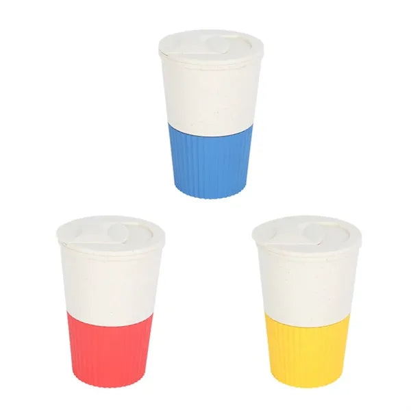 12oz Leakproof Insulated Wheat Straw Travel Mug Cup