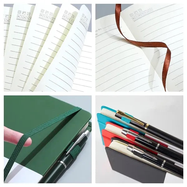 A5 Leather Notebooks Journals with Pen Holder