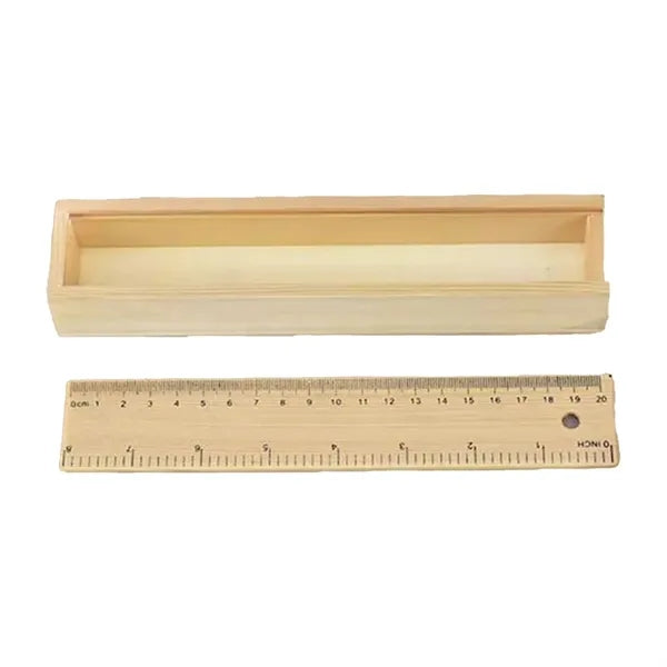 Eco-Friendly Wooden Ruler Pencil Case Set