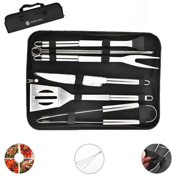 Grilling outdoor camping cooking BBQ tools set with case