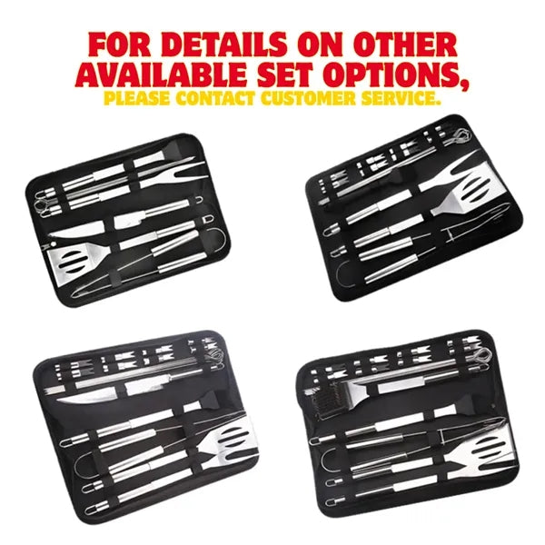 Grilling outdoor camping cooking BBQ tools set with case