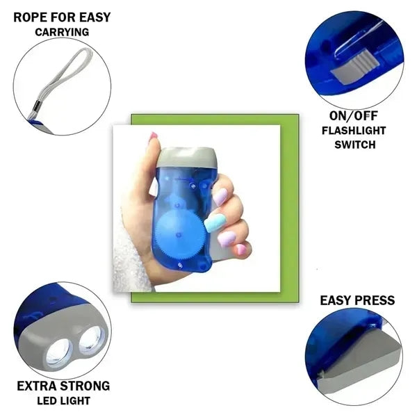 LED Flashlight with Hand-Crank & Wrist Band