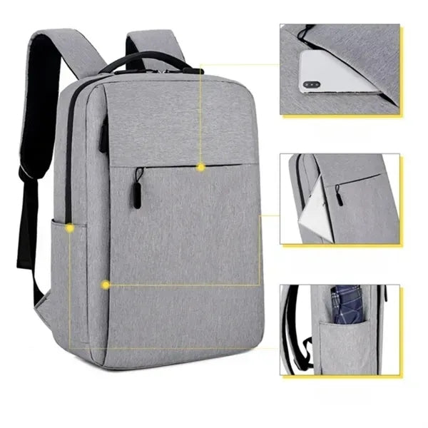 Black Business Laptop Backpack - USB Charging Port Included