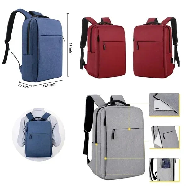 Black Business Laptop Backpack - USB Charging Port Included