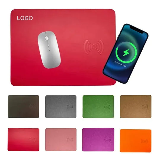 Wireless Charging Leather Mouse Pad - Stylish Desk Accessory