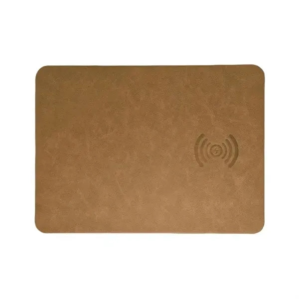 Wireless Charging Leather Mouse Pad - Stylish Desk Accessory