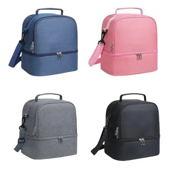 Insulated Shoulder Strap Bag - Double-Layer for Students