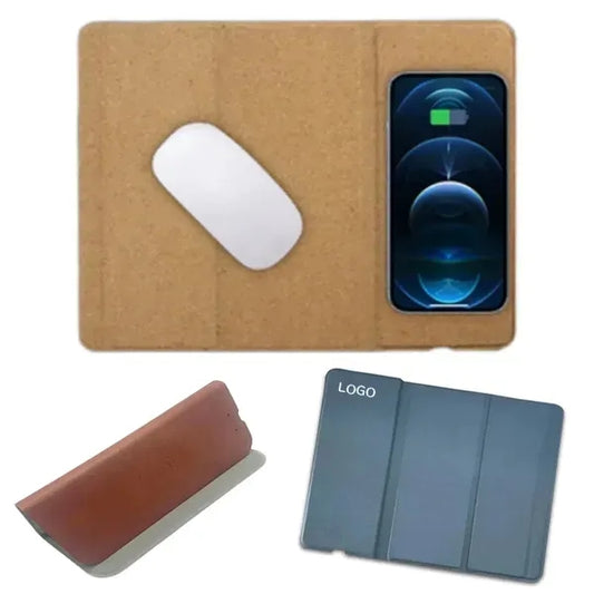 Foldable Cork Mouse Pad - Wireless Fast Charging Mat