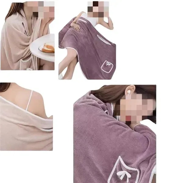 Soft Coral Fleece Bathrobe - Sleeveless Cozy Loungewear