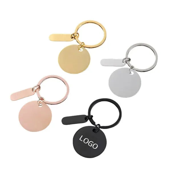 Stainless Steel Round Keychain Tags - Blank Stamping Design