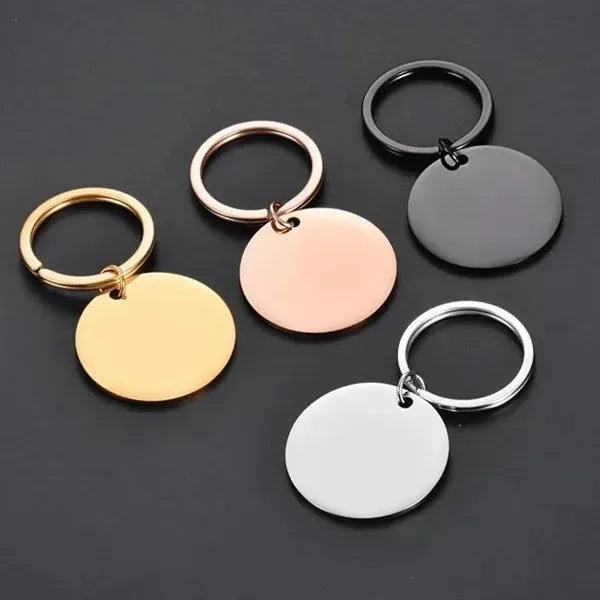 Stainless Steel Round Keychain Tags - Blank Stamping Design