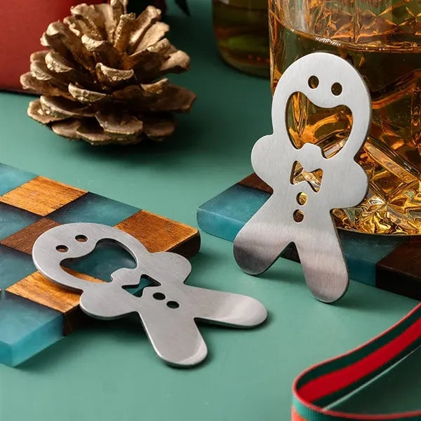 Metal Gingerbread Man Bottle Opener - Festive Kitchen Tool