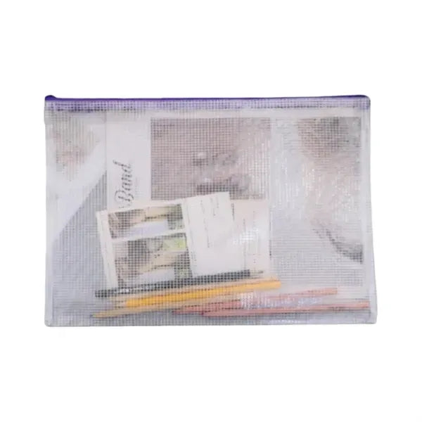 Transparent Mesh Zipper Document Bag - A4 Size
