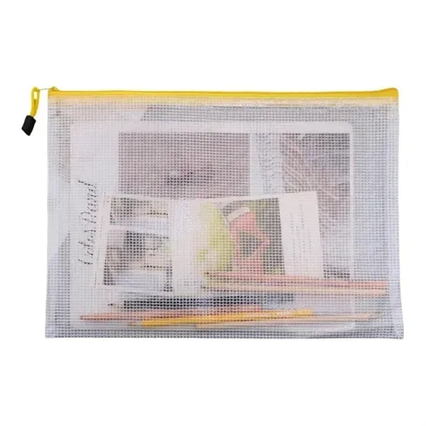 Transparent Mesh Zipper Document Bag - A4 Size
