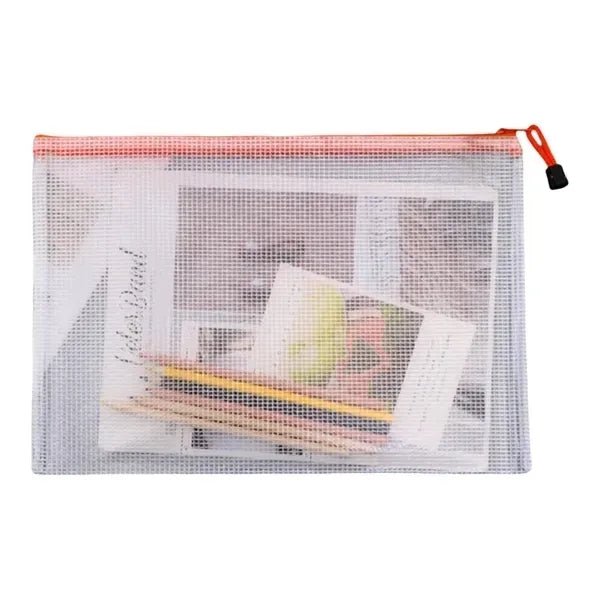 Transparent Mesh Zipper Document Bag - A4 Size