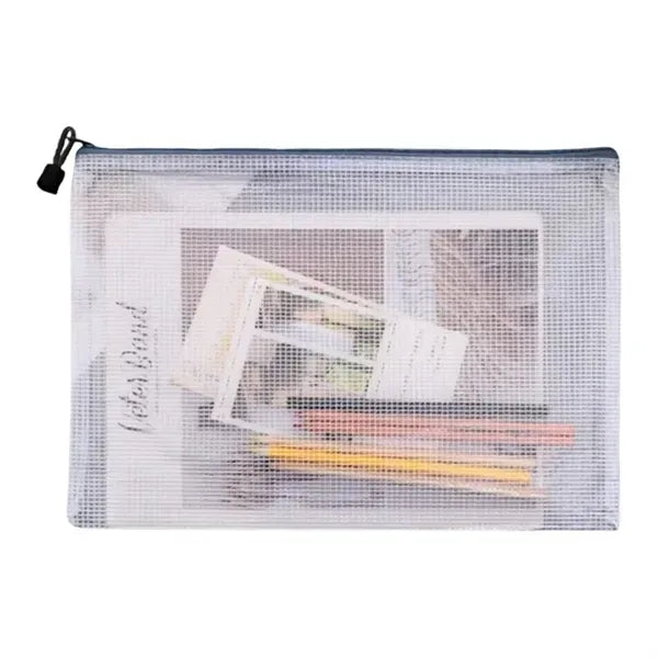 Transparent Mesh Zipper Document Bag - A4 Size
