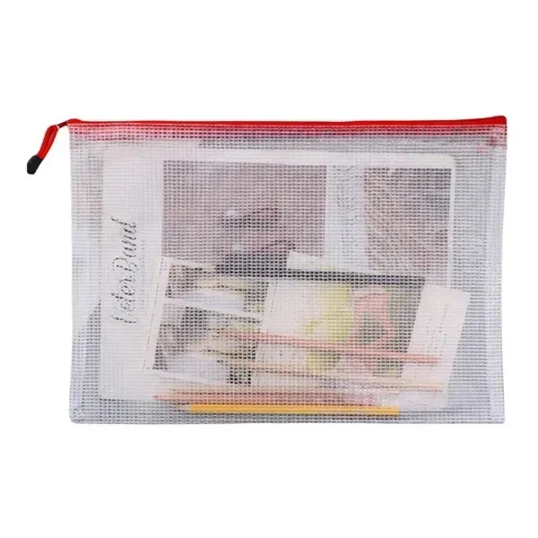 Transparent Mesh Zipper Document Bag - A4 Size