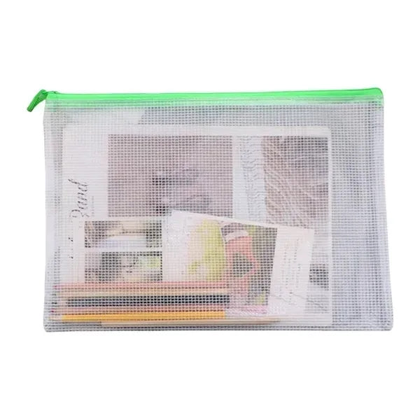 Transparent Mesh Zipper Document Bag - A4 Size
