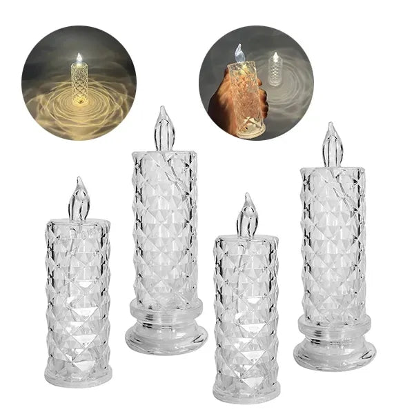 LED Rose Pattern Candle Light - Halo Projection Design