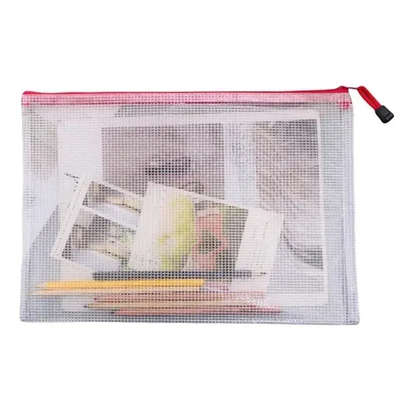 Transparent Mesh Zipper Document Bag - A4 Size