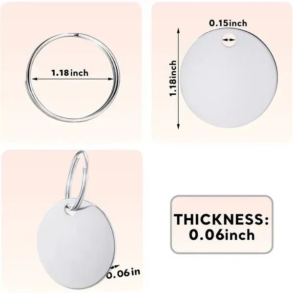Stainless Steel Round Keychain Tags - Blank Stamping Design