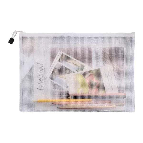Transparent Mesh Zipper Document Bag - A4 Size