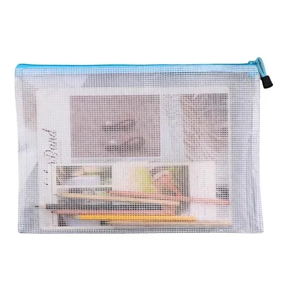 Transparent Mesh Zipper Document Bag - A4 Size