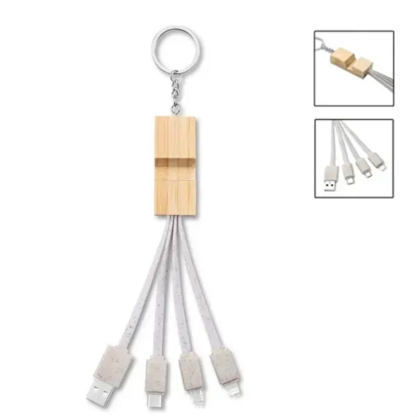 3-in-1 Charging Cable Keychain - Eco-Friendly