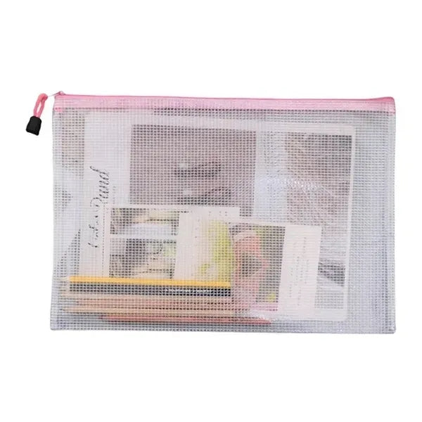 Transparent Mesh Zipper Document Bag - A4 Size
