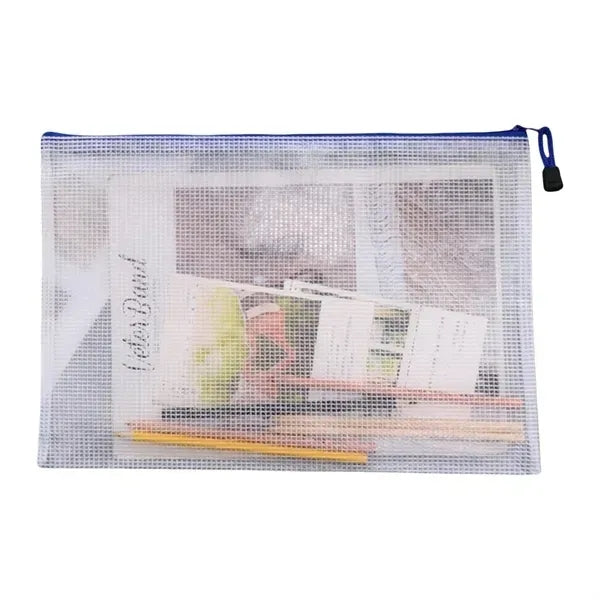 Transparent Mesh Zipper Document Bag - A4 Size