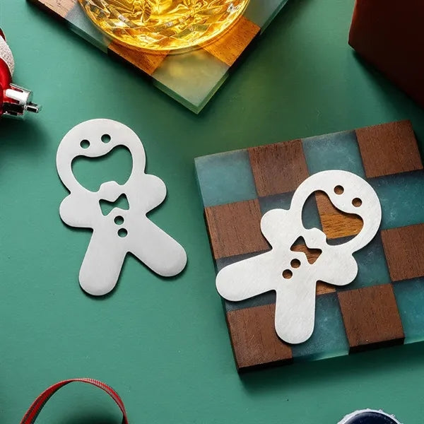Metal Gingerbread Man Bottle Opener - Festive Kitchen Tool