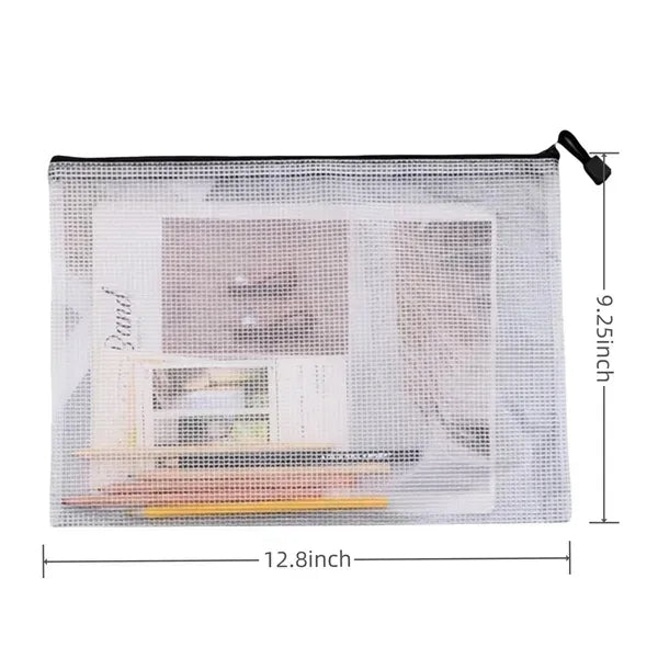 Transparent Mesh Zipper Document Bag - A4 Size