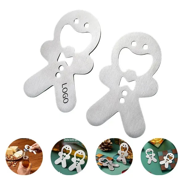 Metal Gingerbread Man Bottle Opener - Festive Kitchen Tool