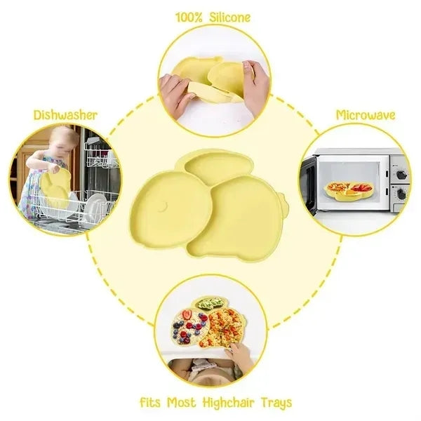 Silicone Baby Plate - Divided with Suction Cup