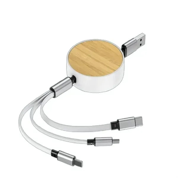 Bamboo 3-in-1 Retractable Charging Cable