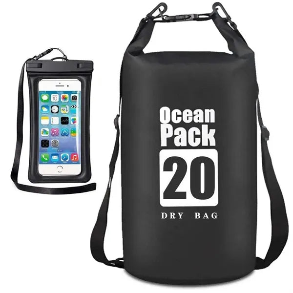 20L Waterproof Beach Dry Bag With Phone Case - Durable