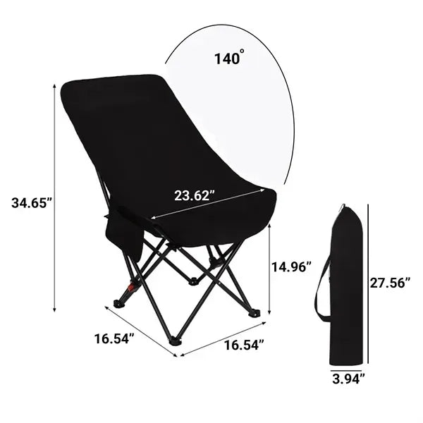 High-Back Folding Camping Chair - Adjustable and Portable
