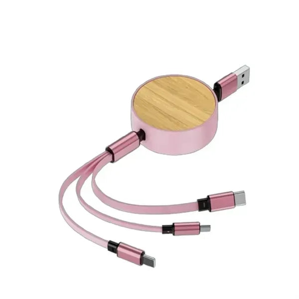 Bamboo 3-in-1 Retractable Charging Cable