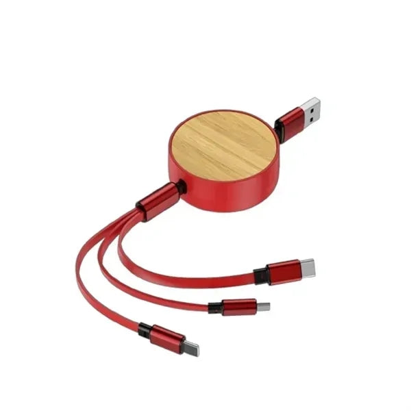 Bamboo 3-in-1 Retractable Charging Cable