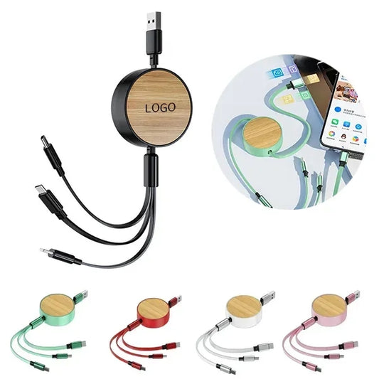 Bamboo 3-in-1 Retractable Charging Cable