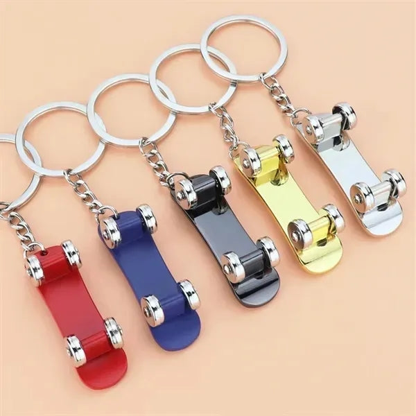 Metal Finger Skateboard Keychain - Mini Skate Toy for Keys