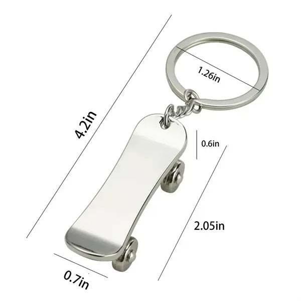 Metal Finger Skateboard Keychain - Mini Skate Toy for Keys