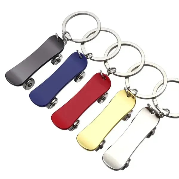 Metal Finger Skateboard Keychain - Mini Skate Toy for Keys