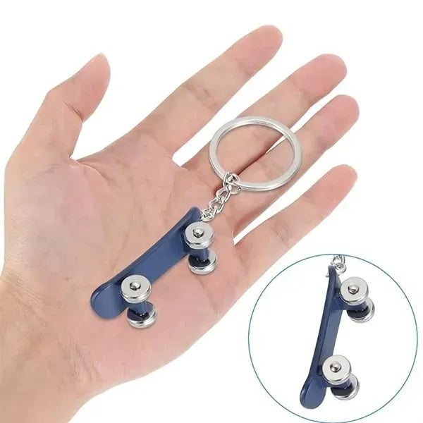 Metal Finger Skateboard Keychain - Mini Skate Toy for Keys