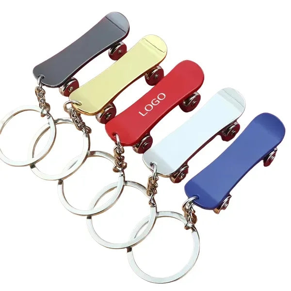 Metal Finger Skateboard Keychain - Mini Skate Toy for Keys